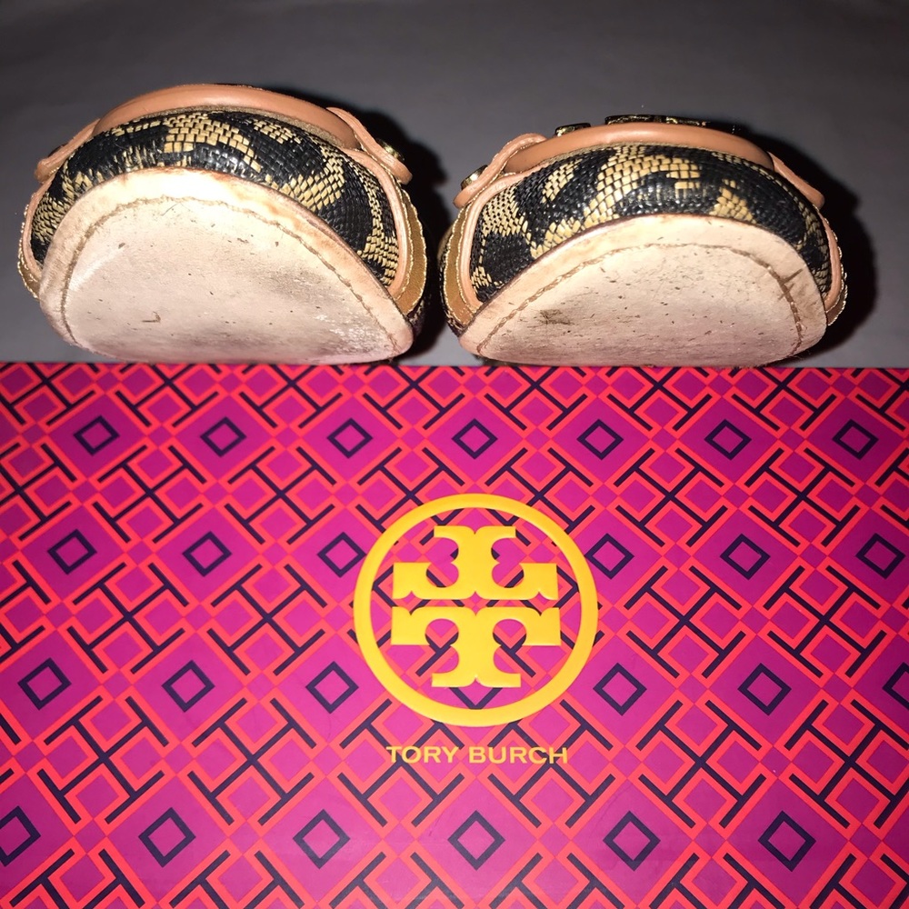 Tory Burch Leopard-Print Ballet Flats with Tan Trim & Gold Logo - Picture 6 of 8